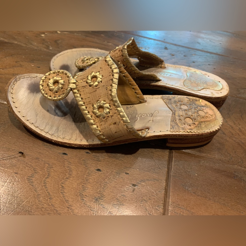 Jack Rogers Cork Gold Jacks Flat Sandals 8 - Picture 6 of 6